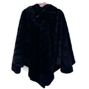 Carolina Herrera Faux Fur Cape Poncho Coat with Hood